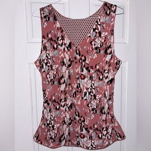 White House Black Market Pink and Black Patterned Tank Top
